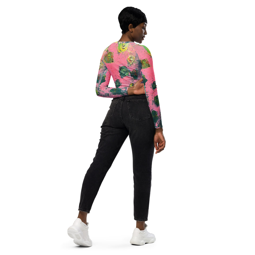 Women Recycled long-sleeve crop top- Light Pink