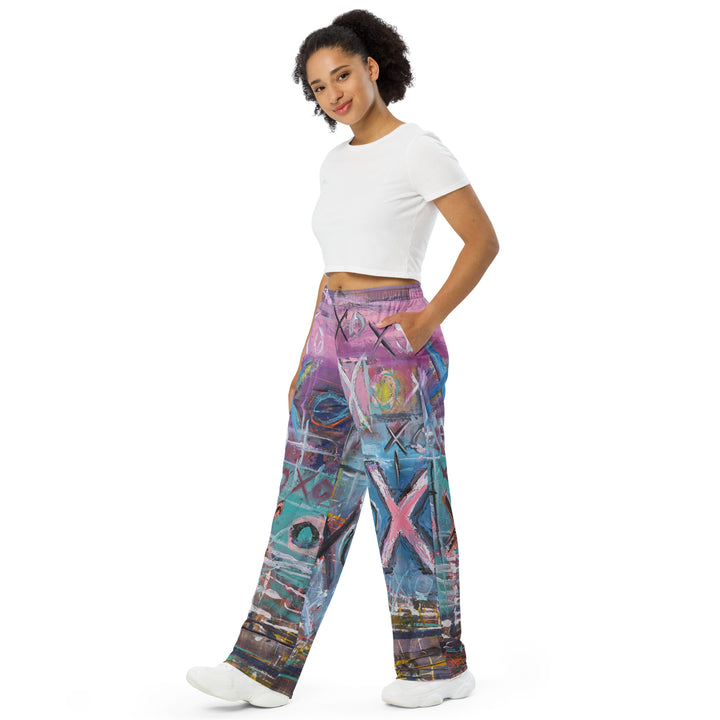 Unisex Wide-Leg Pajama Pants- Purple and Blue