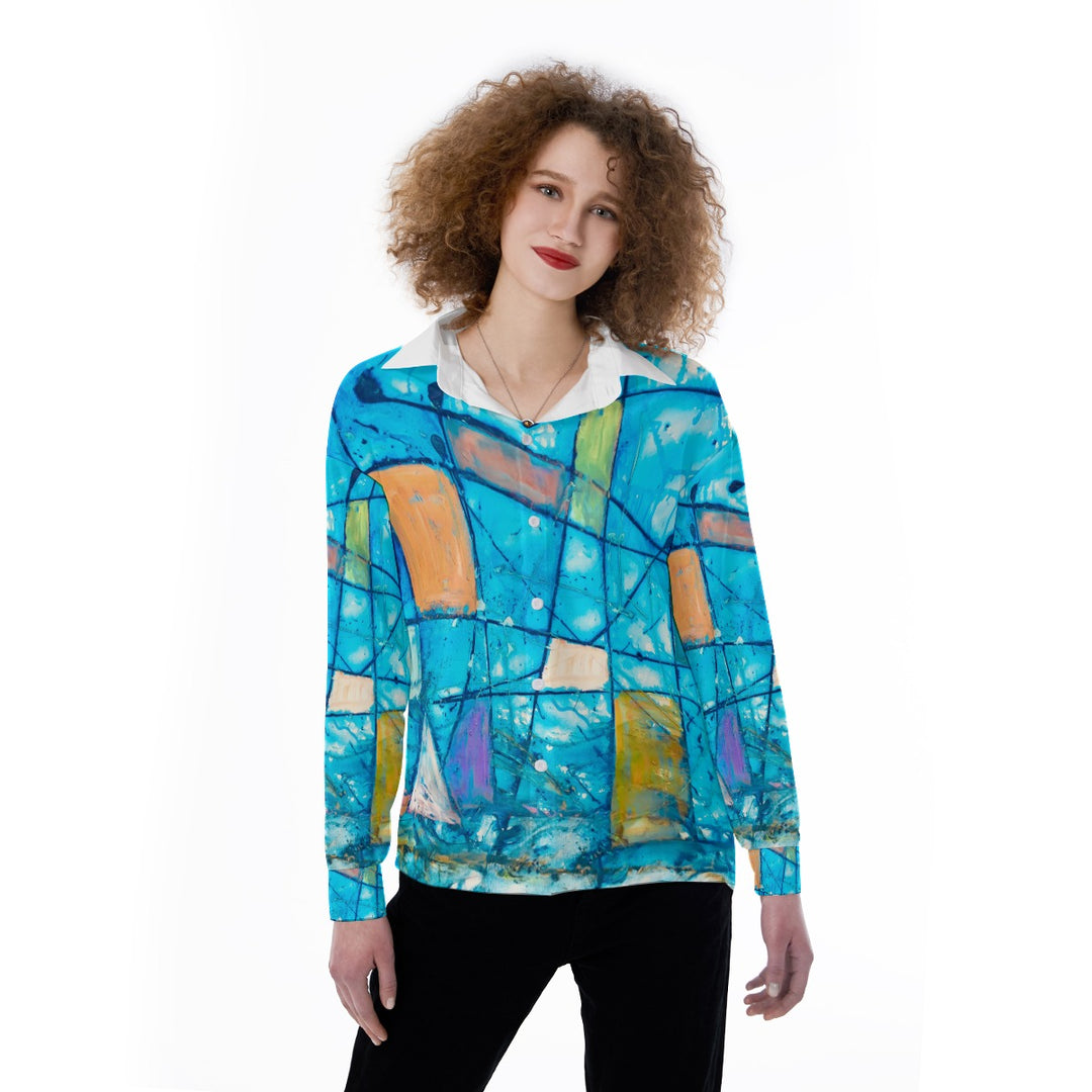 Women's Satin Shirt "  Sail Boats abstracted"