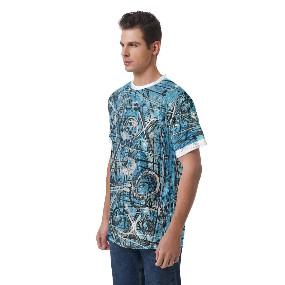 "XO in Blue" Velvet Men's T-Shirt