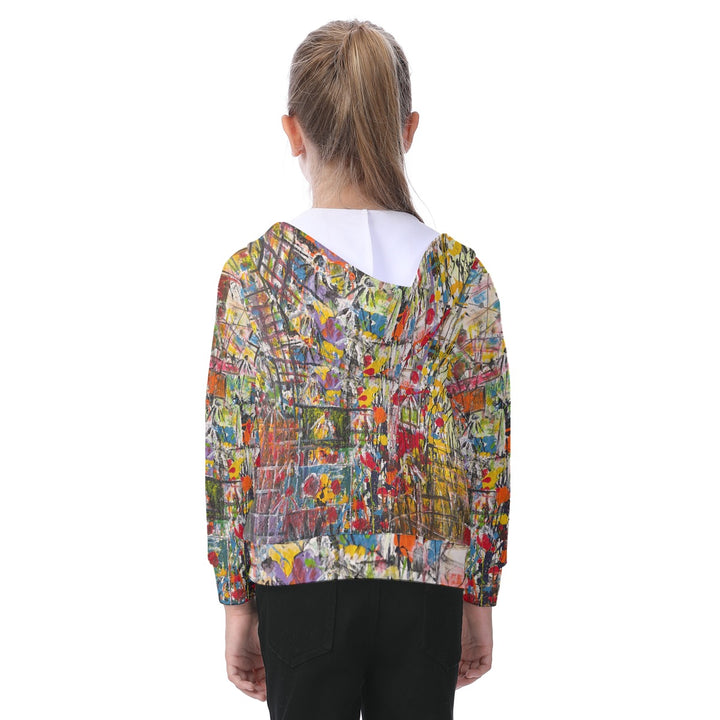 Kid's Zip-up Hoodie With Patch Pocket- Multi Color