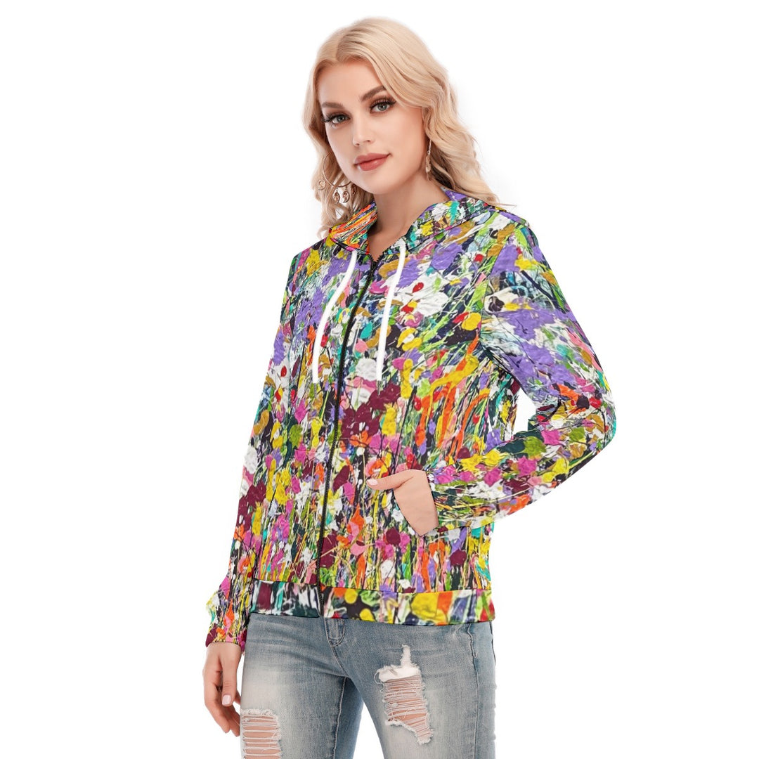 Women's Hoodie With Zipper-Moon Garden