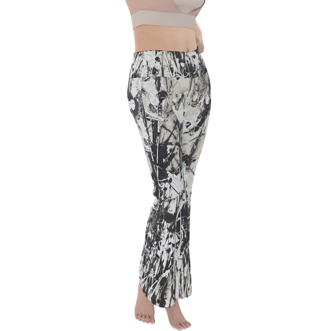 Women's Flare Yoga Pants- Black and White