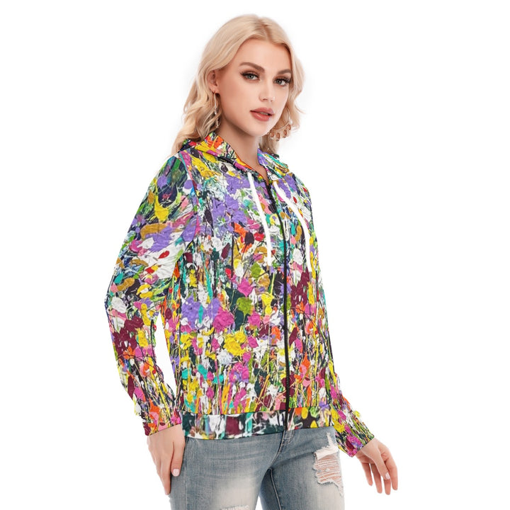 Women's Hoodie With Zipper-Moon Garden