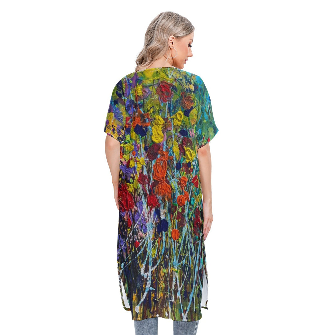 Women's Short Sleeve Cardigan- Multi Colour